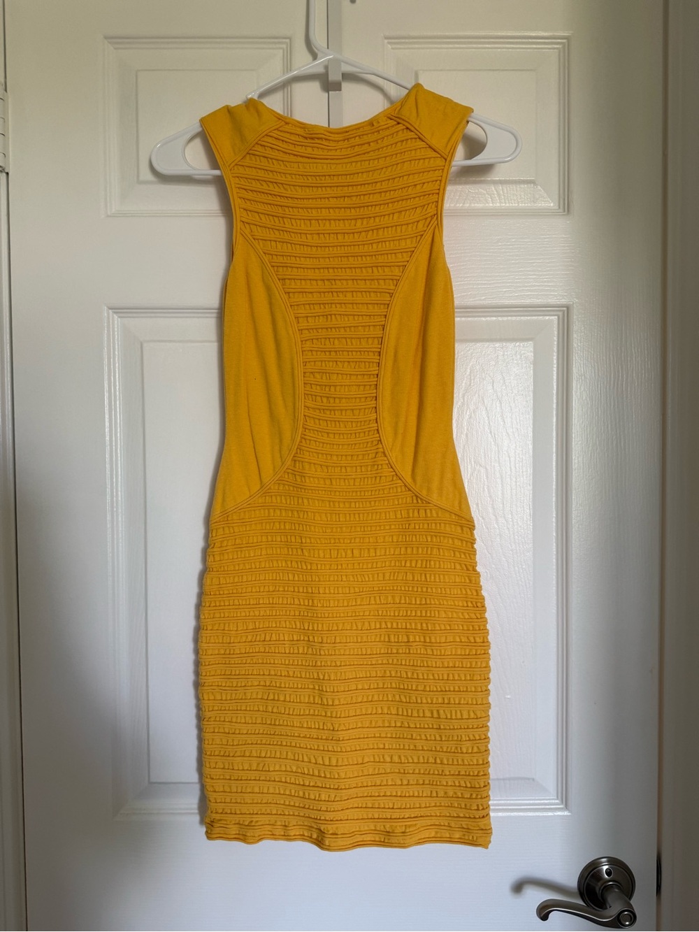 Max Studio Bright Yellow Textured Sleeveless Mini Dress